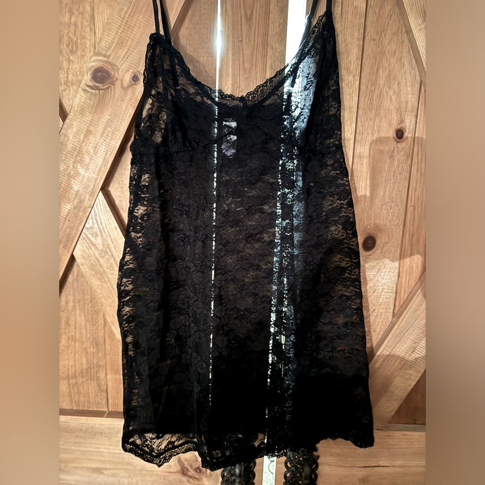Black lace camisole dress